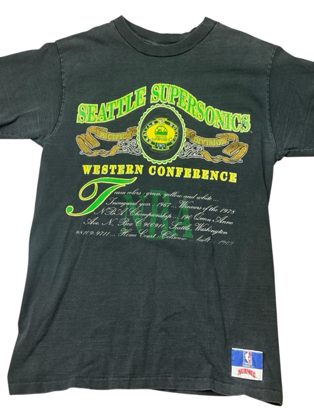 Vintage Seattle Supersonics NBA 90s Nutmeg Mills single stitch T-shirt, USA